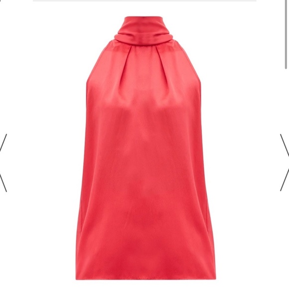 SALONI Michelle Red Hammered Silk Halter Top- NWT - Picture 2 of 11
